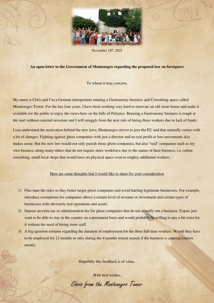 Open Letter on Law on Foreigners ENG